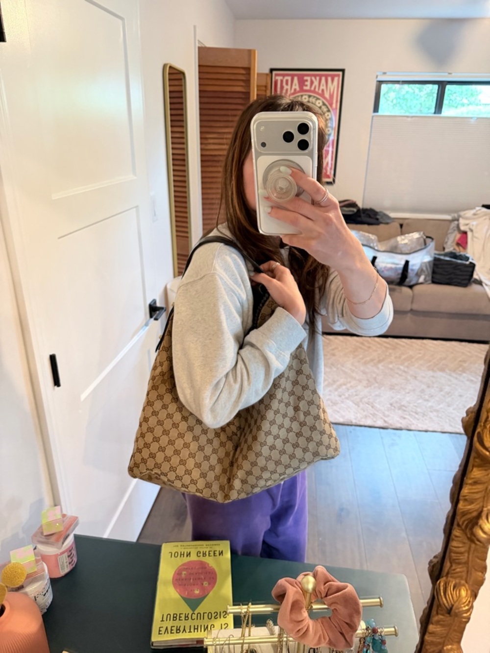 Gucci Brown GG Monogram horsebit bag large - Picture 12 of 17